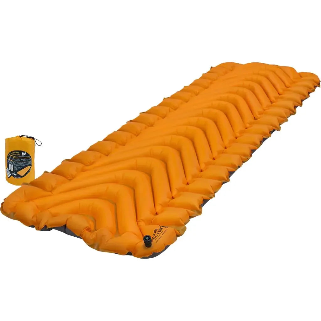KLYMIT Insulated Static V Lite Inflatable Sleeping Pad | Comfortable Lightweight Easy to Inflate Portable Air Bed for Hiking Backpacking & Camping — Orange