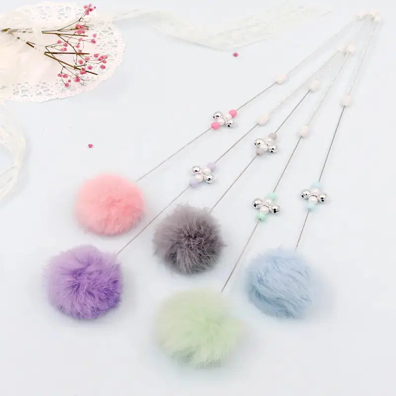 Vibrant Rabbit Fur Teaser Wand with Bell BabyFour
