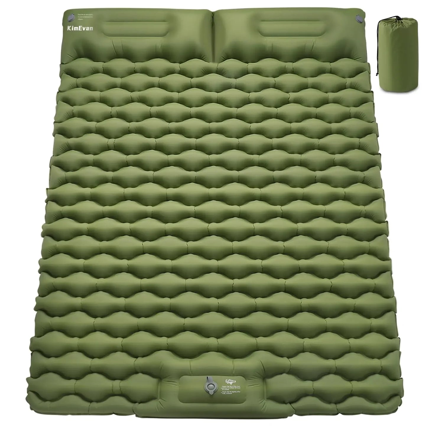 Kimevan Double Sleeping Pad for Camping 3.15 Extra-Thick Inflatable Camping Pad 2 Person Sleeping Mat Built-in Foot Pump & Pillow Portable Camping Mattress for Backpacking Hiking Car Traveling