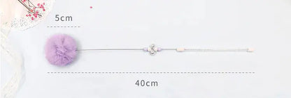 Vibrant Rabbit Fur Teaser Wand with Bell BabyFour