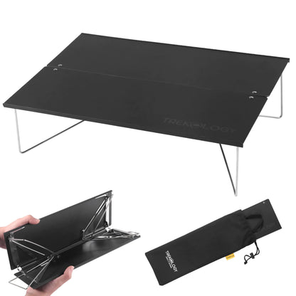 TREKOLOGY Compact Mini Camping Table - Portable Ultralight Folding Camp Table - Small Lightweight Tent Table for Hiking Backpacking Beach Night Stand - Collapsible Outdoor Table - TALU Mini
