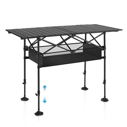ALPHA CAMP Folding Camping Table Portable Roll-up Outdoor Table with Adjustable Height Large Storage Bag and Carrying Bag Tall Aluminum Table for Indoor & Outdoor Picnic BBQ Backyards Beach