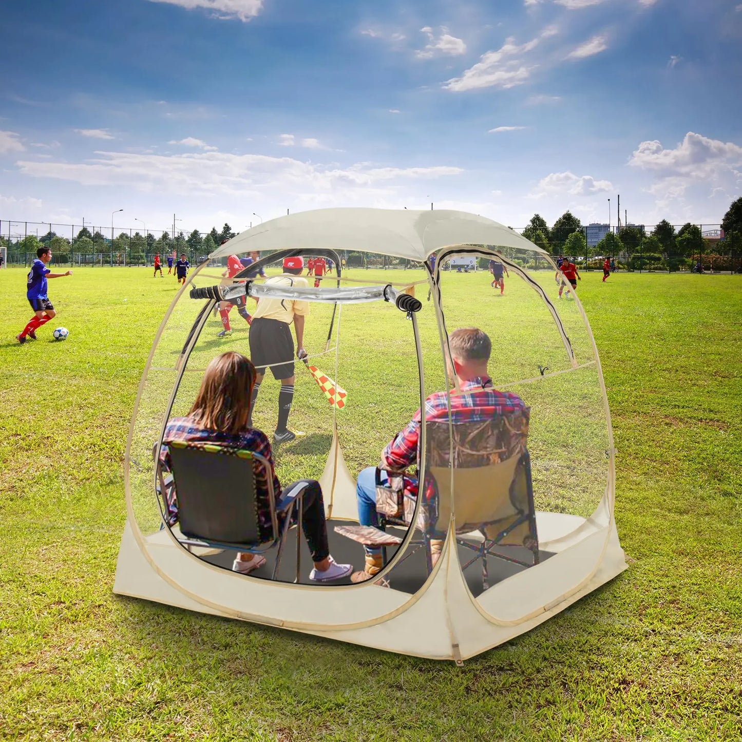 Jaxilyn Sports Tent All Weather Pod Instant Tent Shelter 4-5 PersonPop Up Bubble Tent Outdoor Provides Rain Tent for Soccer Football Watching Sports Events Camping Fishing